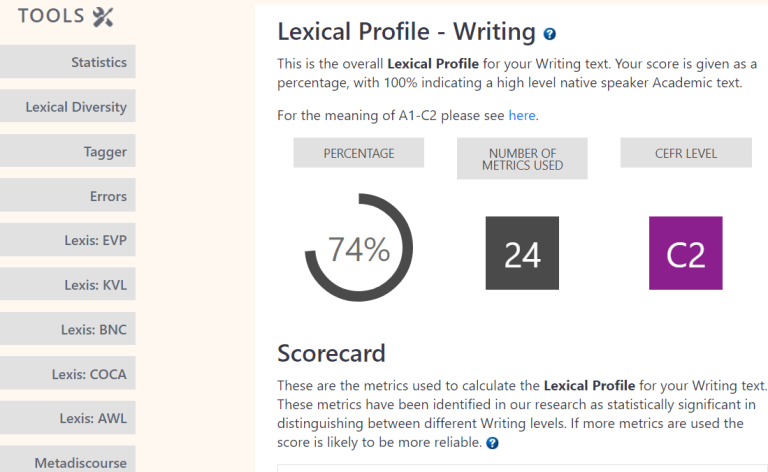 Text Inspector: Lexical Words and Language Learning