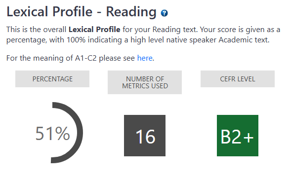 The lexical profile of Harry Potter and the Goblet of Fire as an illustration of the CEFR level of Harry Potter.